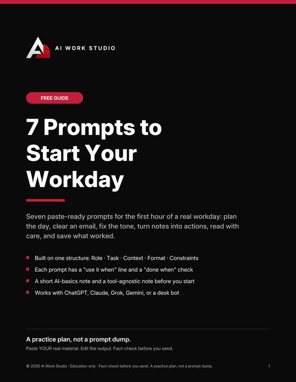 7 Prompts to Start Your Workday, free guide cover
